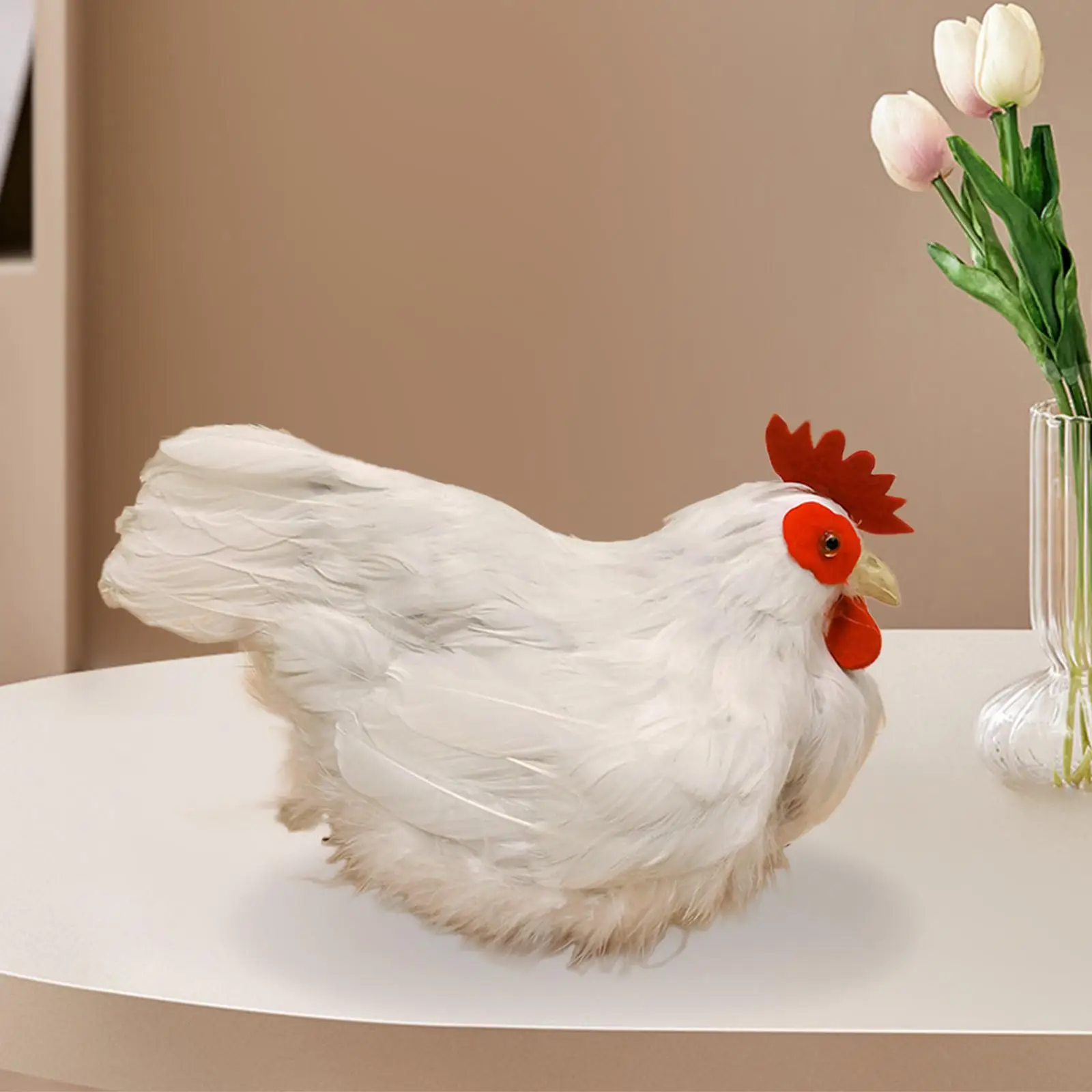 Realistic Hen Model Artificial Feather Statue Teaching Props Simulated Chicken for Party Patio Yard Easter Landscape Decor