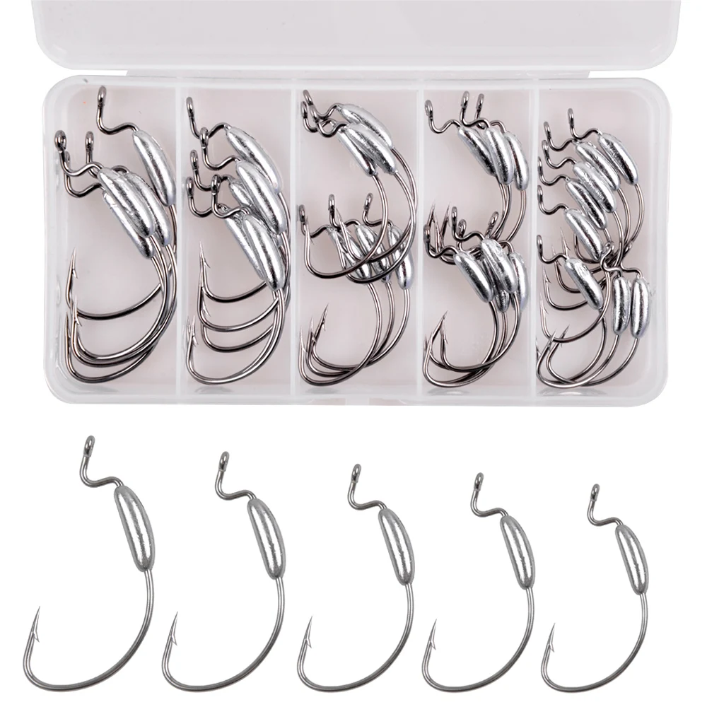 

30Pcs Weighted Swimbait Hooks Saltwater Offset Fishhooks Jig Weighted Wide Gap Bass Fishing Worm Hooks 2.5g 2.8g 3.5g 5.5g 6g