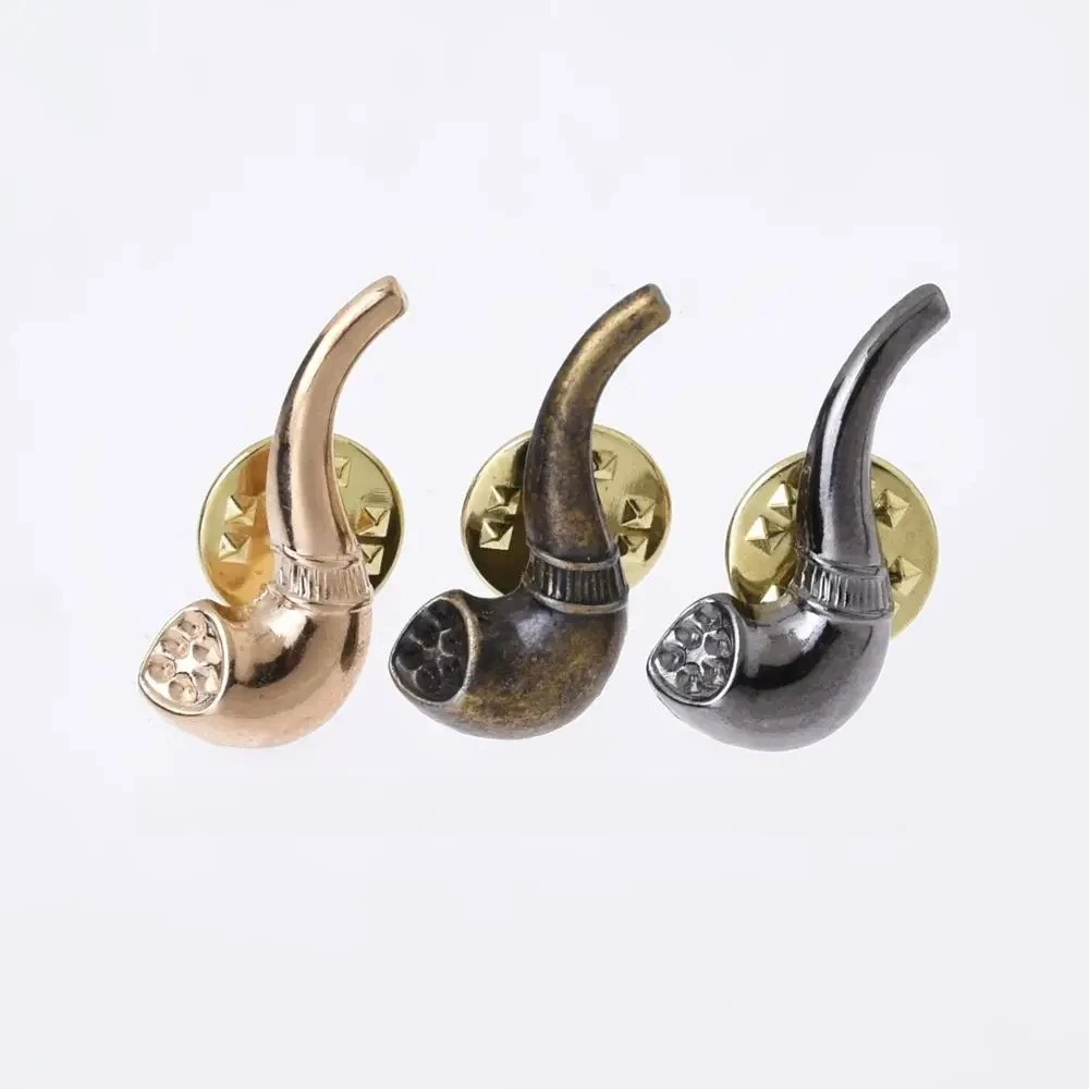 

10*27mm Alloy Pipe Brooch Pin Suit Collar Smoker Pipe Shaped Collar Clip Suits Accessories Collar Husband Gift 10pcs