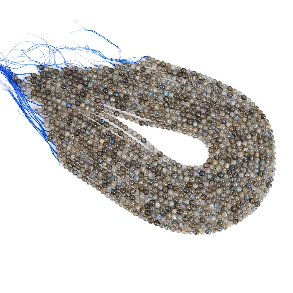 Natural Grey Labradorite Beads Round Loose Gemstone Beads for Jewelry Making Wholesale Sparkling Energy Healing Chakra Stones view 5