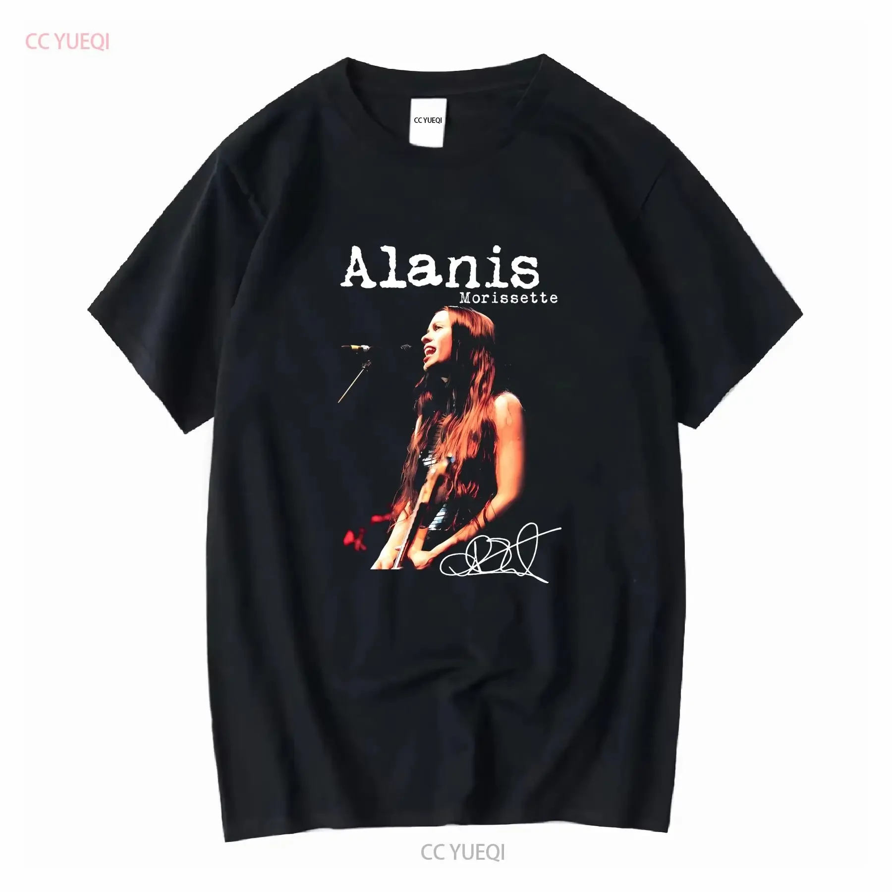 Alanis Morissette Tour Signature Cotton Black T-Shirt, Vintage-Stil, leicht lässig, stilvoll, mit Herren-Grafik, bequem