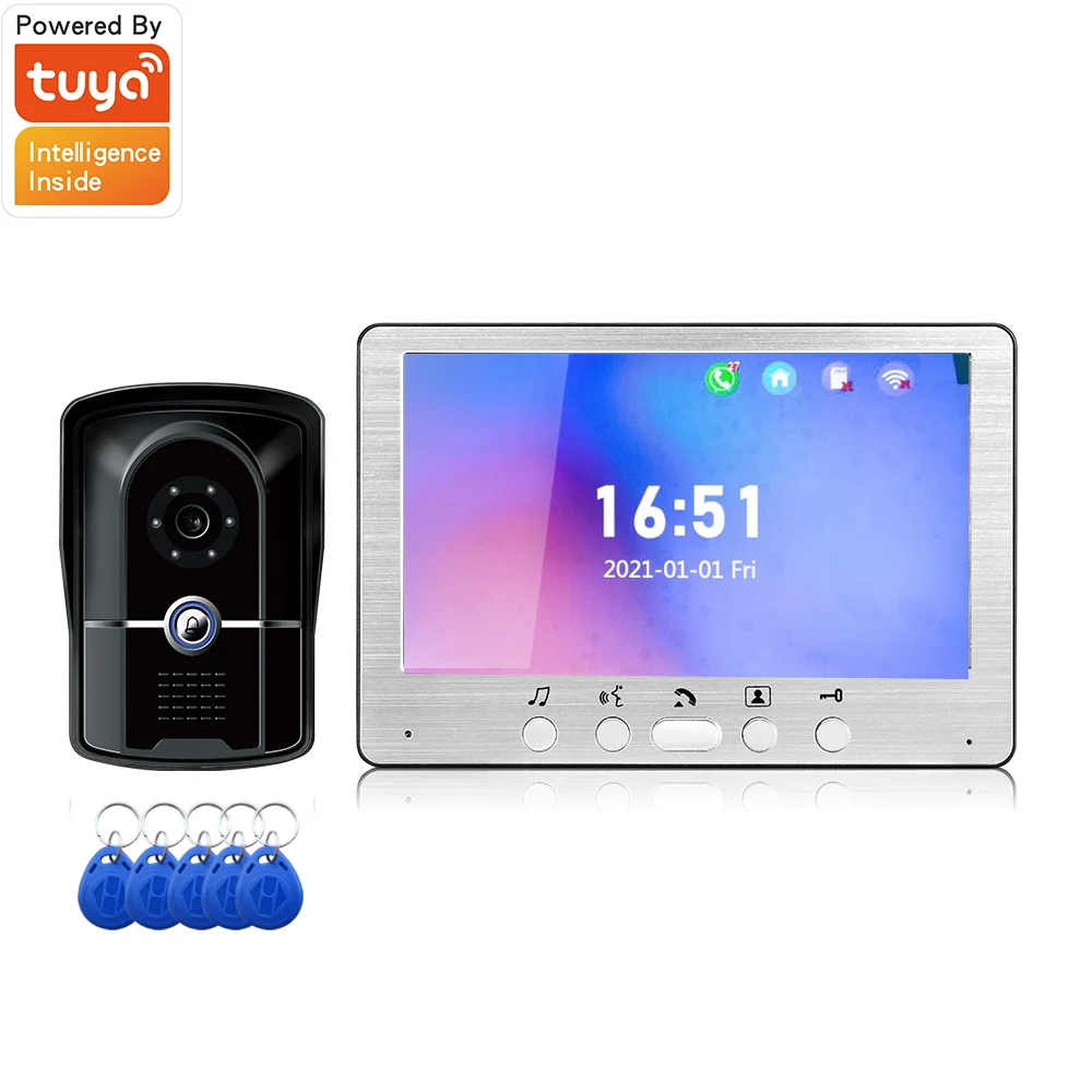 Building Video Intercom System 7 inch Tuya WiFI 1080P Doorphone Door Camera Apartment Villa AHD Video Doorbell With SD Card Slot