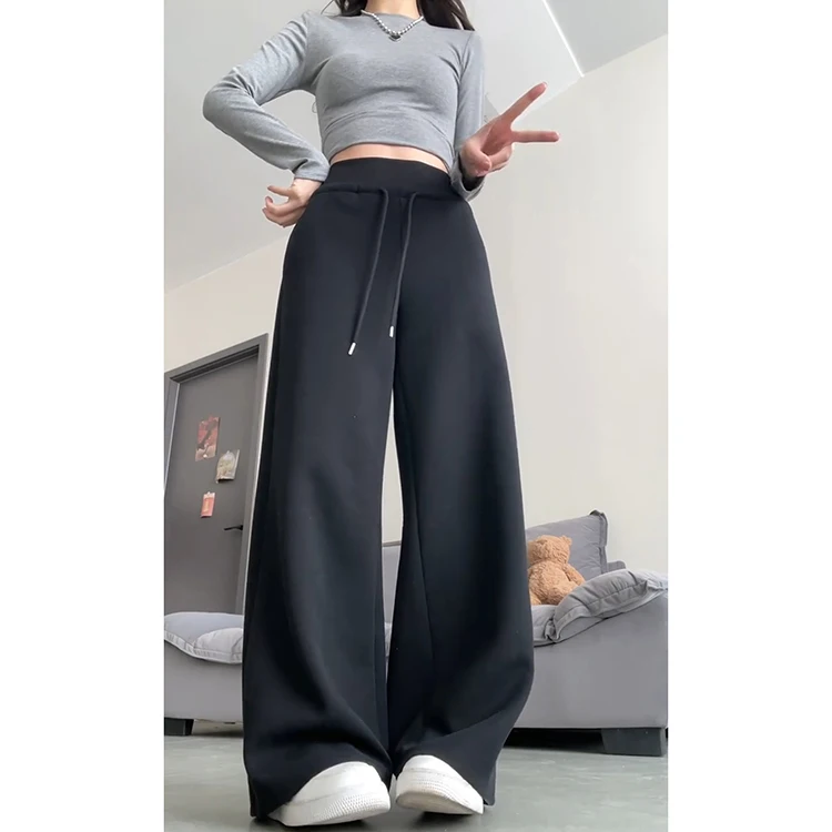 Pantaloni sportivi svasati a vita alta Bla American Sle Pantaloni sportivi larghi casual con zoccolo primavera estate da donna Gamba larga