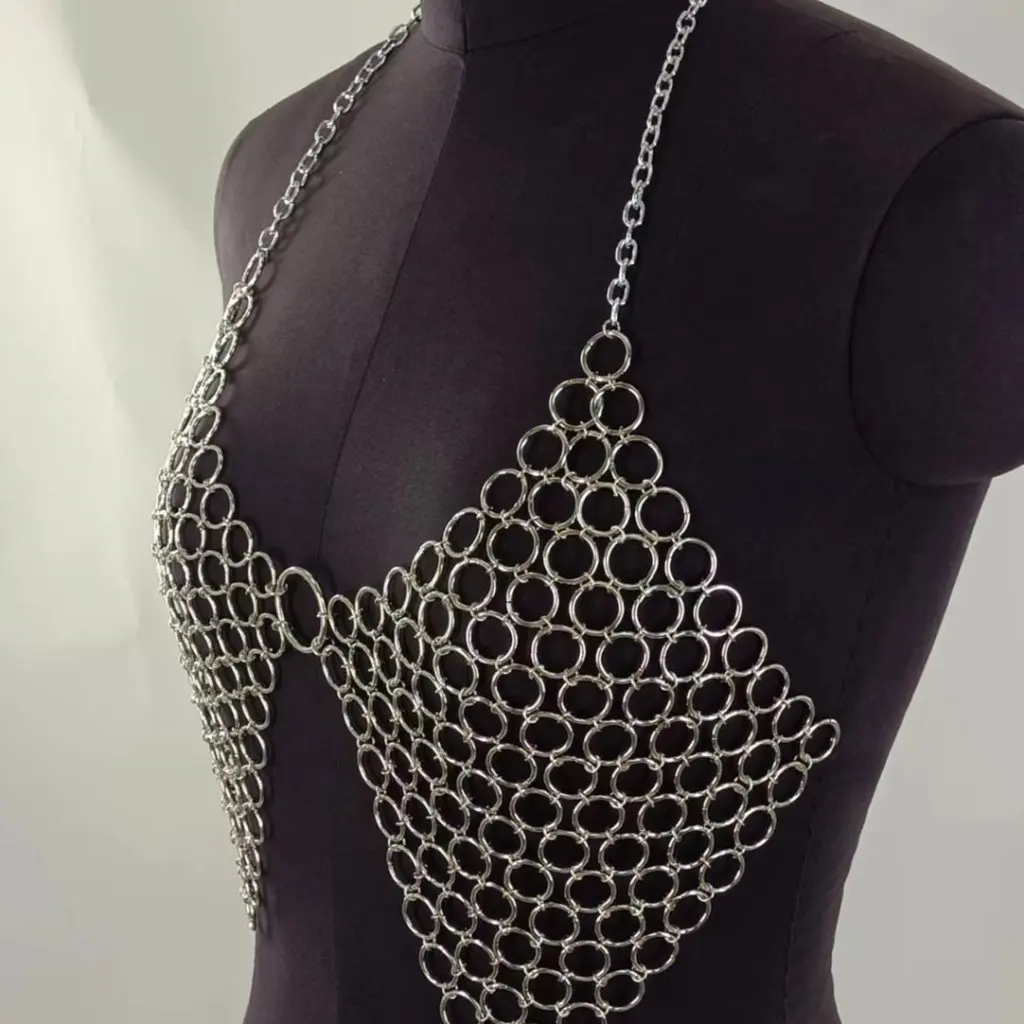 

MW3149 Backless V-Neck Small Ring Hanging Neck Body Chain Vest European And American Style Sexy Personality Women's Top