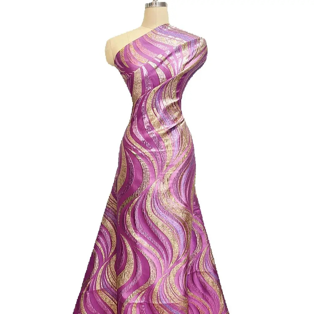 Tissu africain nigérian en dentelle dorée, brocart Jacquard, nouveau Style, 5Yards, Tulle Organza, maille, filet français en dentelle pour robe de mariée, 2025