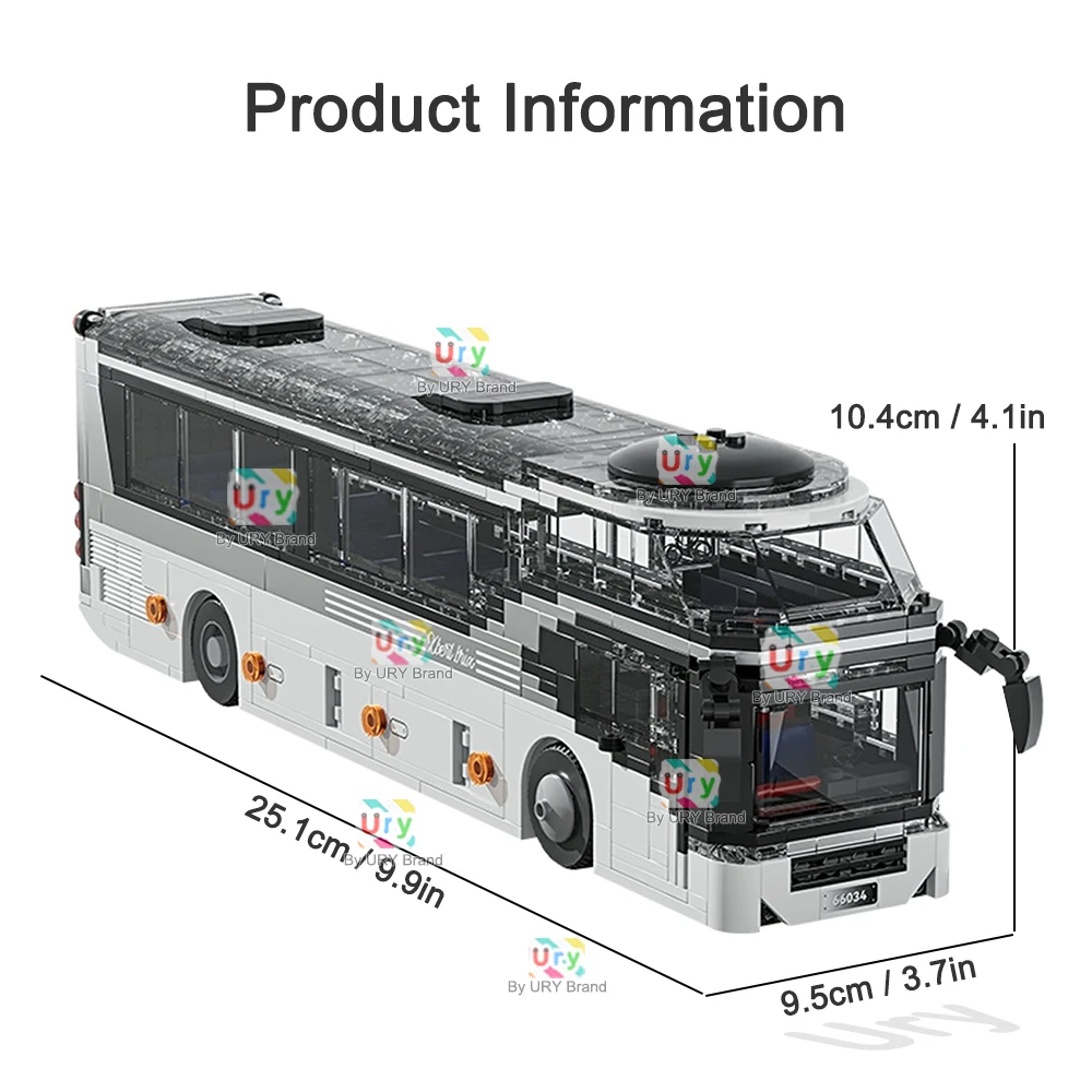 City Traffic รถสีเทา Passenger Double Decker Tourist Sightseeing Bus Public ชุด Building Blocks DIY ของเล่นสําหรับของขวัญเด็ก