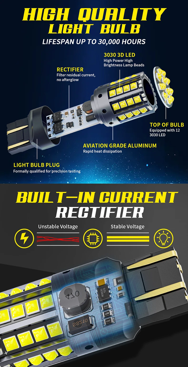 1pcs Super Bright Car Lights LED 1156 BA15S P21W BAU15S PY21W 1157 P21/5W W21W 3030SMD Canbus Turn Signal Lamps DRL No Error 12V