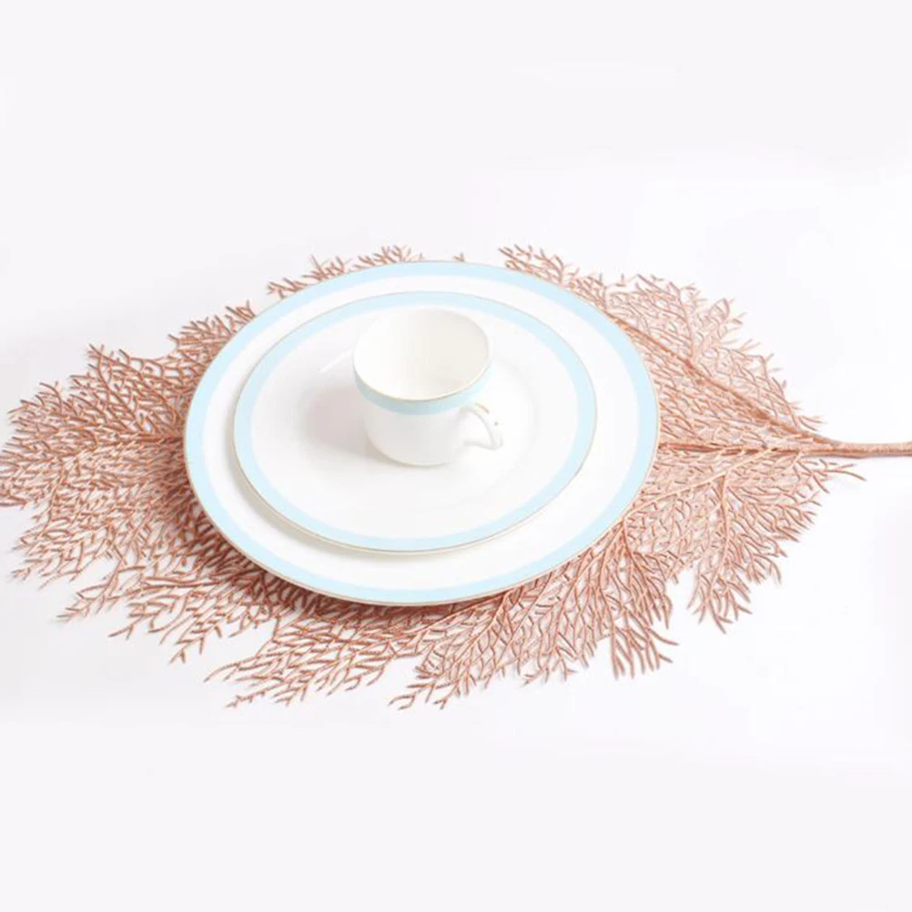 

6pcs Artificial Coral Twig Coasters Heat Resistant Table Mats Non-Slip Decorative Placemats For Home Cafe Restaurant Use