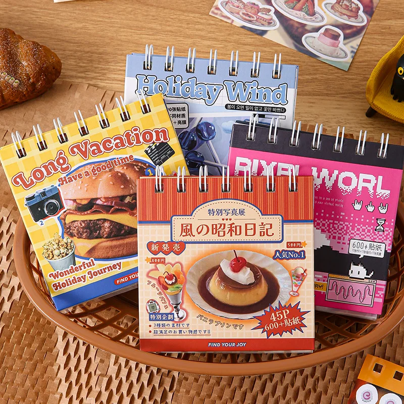 45sheet Creative Design Cute Cartoon Scrapbook Sticker Retro Anima Japanese Food Journaling Sticker DIY Decor Stationery Sticker