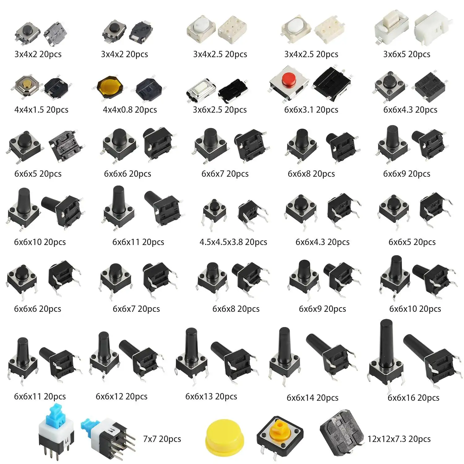 1/5box 620PCS 32 specifications car remote control touch switch kit package button switch hybrid