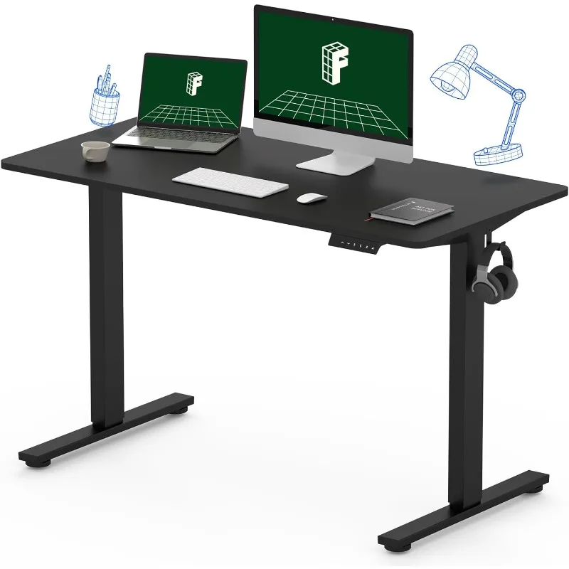 

Standing Table, Electric Height Adjustable Desks, Home Office Desk Whole-Piece Desk Board (Black Frame + 48 in Top)