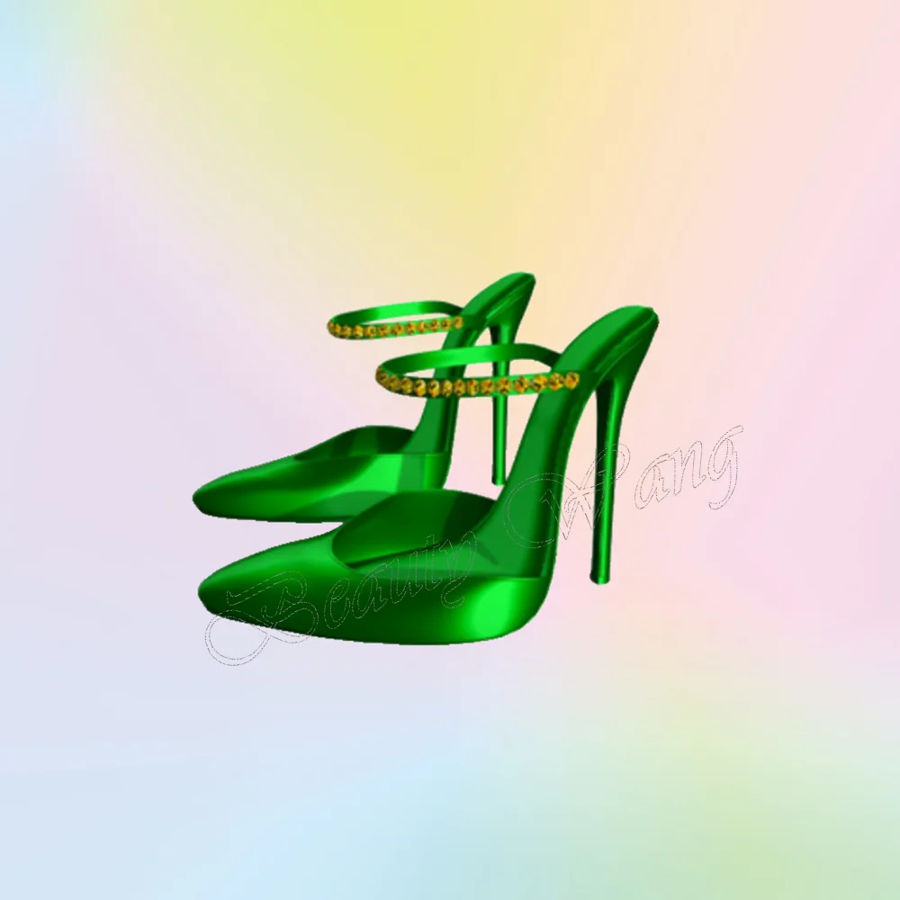 Women's Purple Crystal Pumps Slippers Cut Heel Stilettos High Heel Shoes for Wedding Concise Footwear 2025 Zapatos Para Mujere