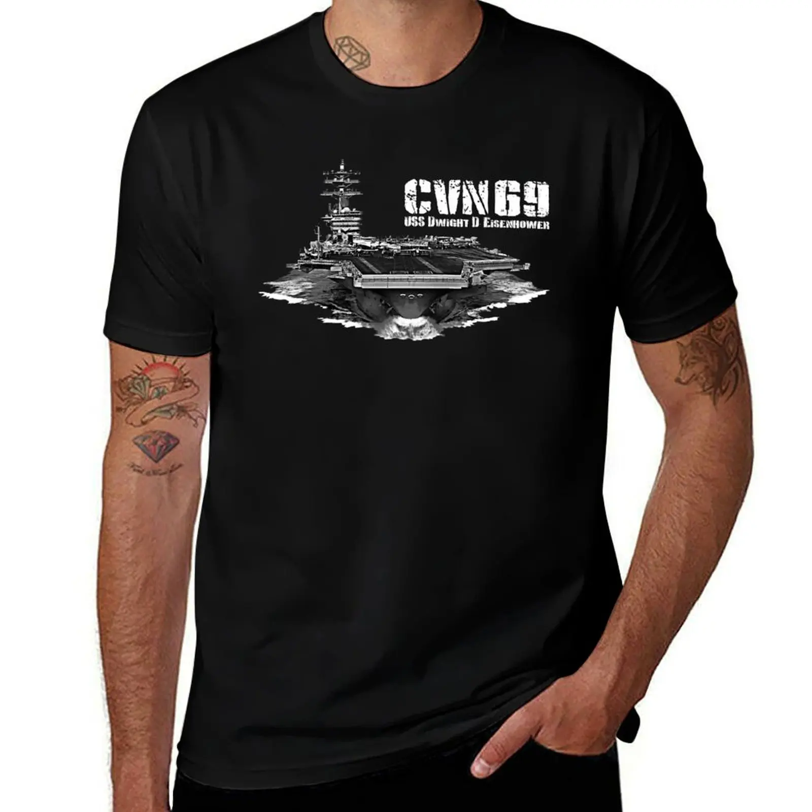 

USS Dwight D. Eisenhower CVN-69 T-Shirt man t shirt heavy cotton man t shirt cotton high quality T-Shirt