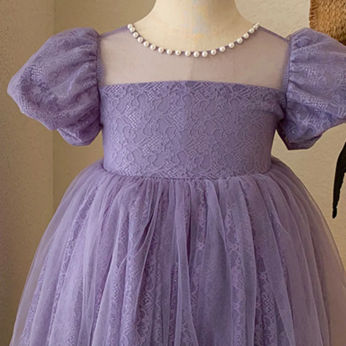 Girls Dress 2024 Summer New Childrens Princess Dress Bow Dress Purple Gentle Kids Clothes Girls Princess Clothing for Girls