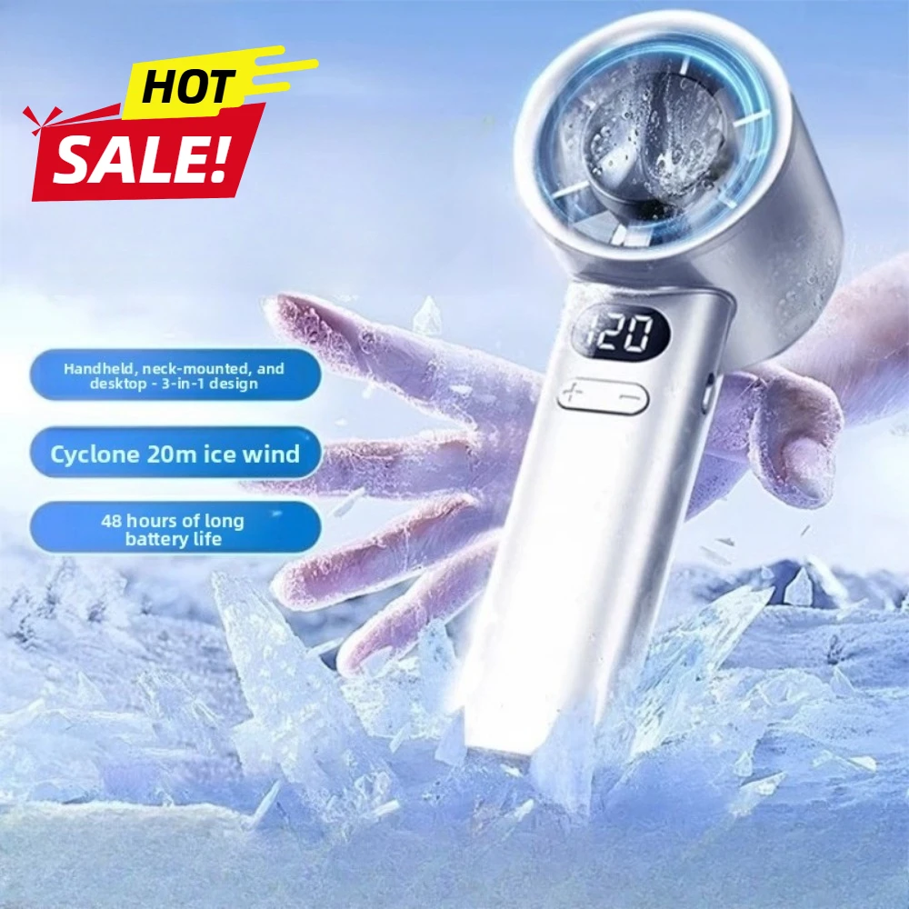 Tragbarer Handventilator USB-Aufladbar Hochgeschwindigkeits-Kühlventilator mit Digitalanzeige 120 Geschwindigkeitsstufen für Büro Reise Outdoor