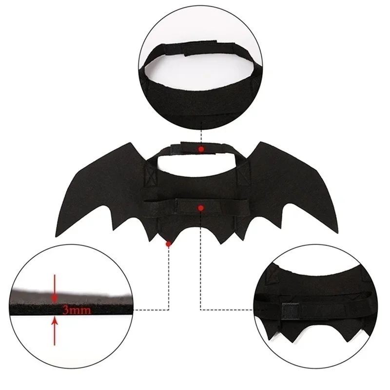 Ailes de chauve-souris noires pour animaux de compagnie, costume SFP, vêtements mignons d'Halloween, fête d'Halloween pour chat et chien, fournitures pour animaux de compagnie, 1 P12