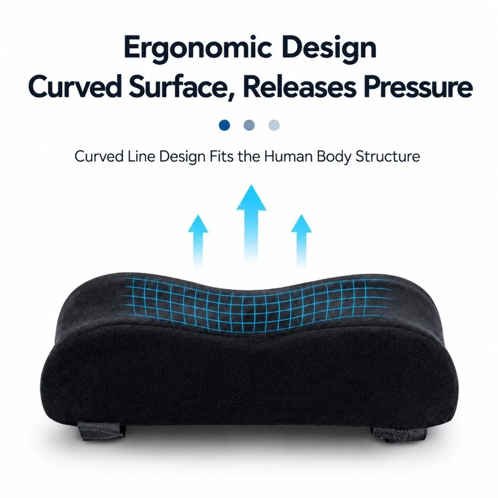 Memory Foam Chair Armrest Pad High Elastic Thick Sponge Armrest Heightening Cushion Curved Surface Detachable Cover