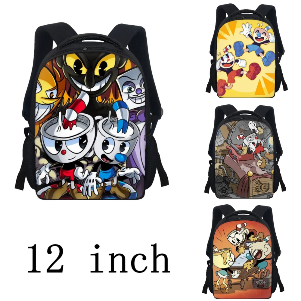 Mochila escolar personalizada para niños pequeños, mochila con estampado 3d de animación bonita con cabeza de taza de té, mochila de viaje portátil compacta para niños pequeños