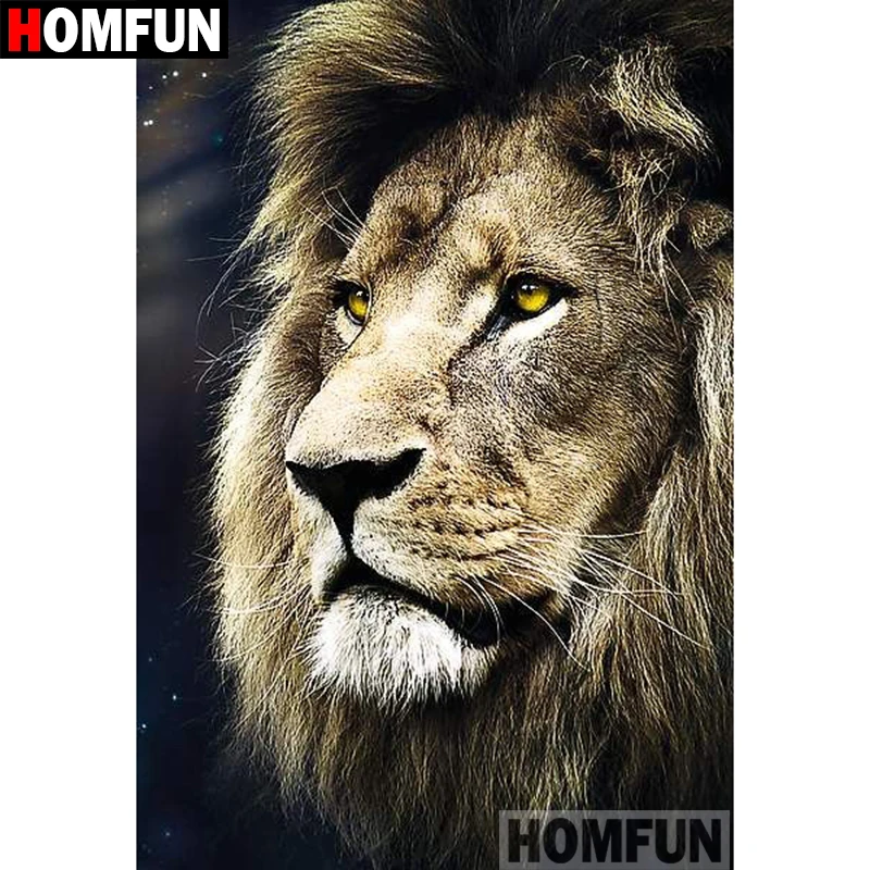 

HOMFUN 5D DIY Diamond Painting Full Square/Round Drill "Animal lion" 3D Embroidery Cross Stitch gift Home Decor A03901