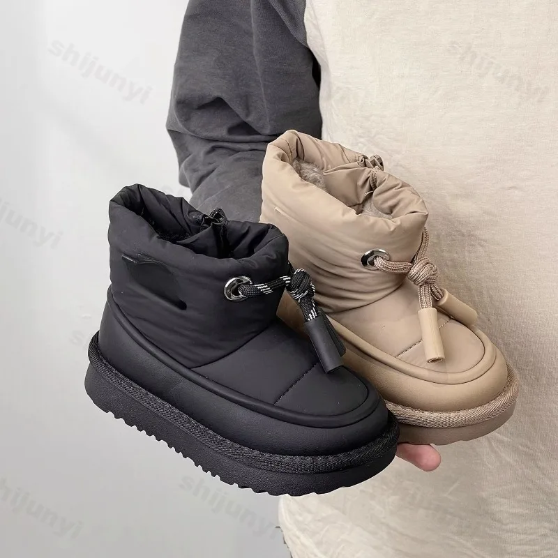 

Children's Warm High Top Non Slip Casual Snow Boots 2025 Winter New Boys Vintage Versatile Comfortable Plush Chunky Cotton Boots