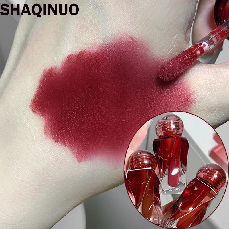 SHAQINUO Matte Fluwelen Lippenstift Lip Glazuur Make-Up Waterdichte Non Stick Cup Tint Blijvende Hydraterende Bestand Zijdeachtige Lipgloss