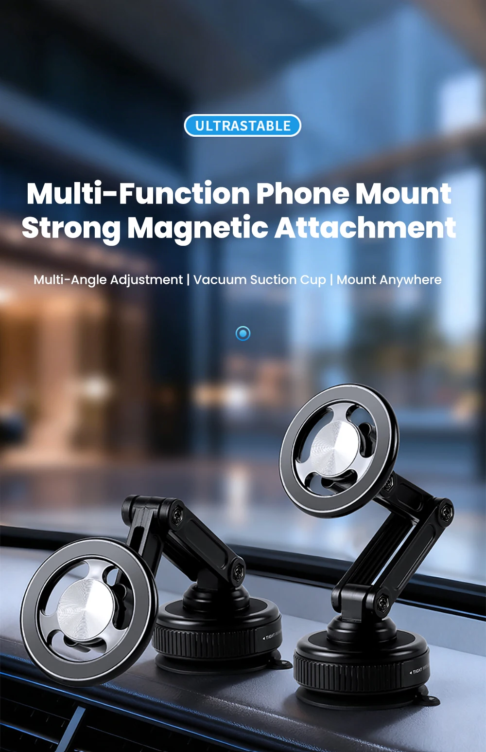 Magnetische Auto-Handyhalterung Universelle Vakuum-Saugnapfhalterung Faltbar 360° ° Drehbare Halterung für Armaturenbrett-Navigationssysteme, Auto-Zubehör – Detail 1