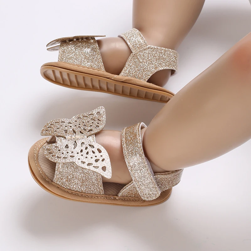 Cute 0-18 Month Old Baby Butterfly Walking Shoes In Summer Rubber Sole Sandals Breathable Baby Shoes Princess Shoes Walking