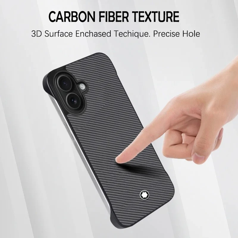 고급 고품질 프레임리스 탄소 섬유 질감 아이폰 12 13 14 15 16 Pro Max Plus 16E 하드 충격 방지 케이스