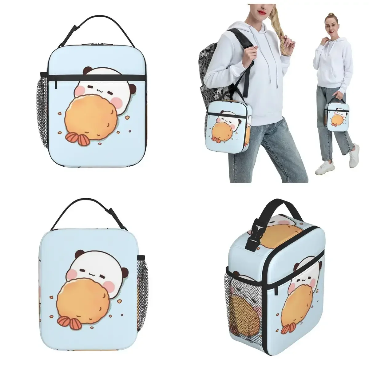 Panda And Brownie Bear Couple Thermal Insulated Lunch Bag for Work Mochi Cat Portable Bento Box Cooler Thermal Lunch Boxes