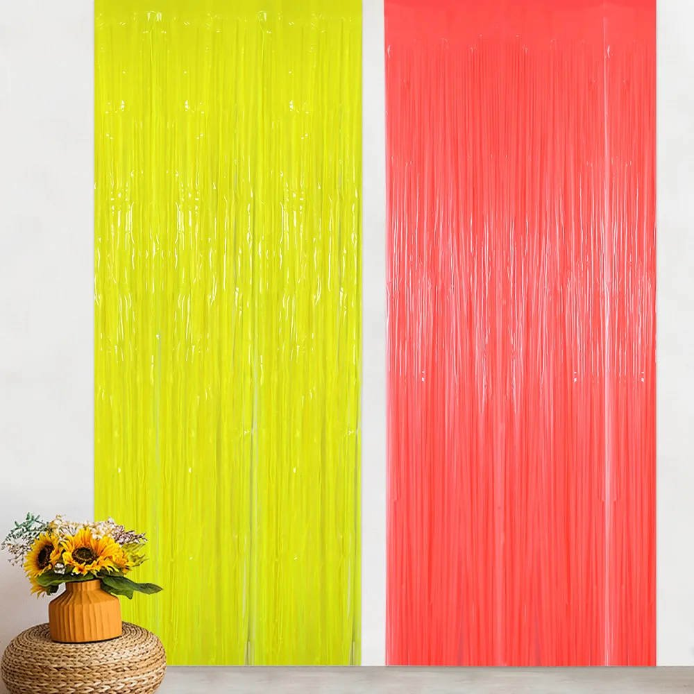 1 x 2M Fluoreszierende Makronen-Regenfalle-Folienvorhänge mit Quasten für Karneval, Party, Bar, Geburtstag, Hochzeit, Dekoration, Hintergrund-Requisiten – Detail 12