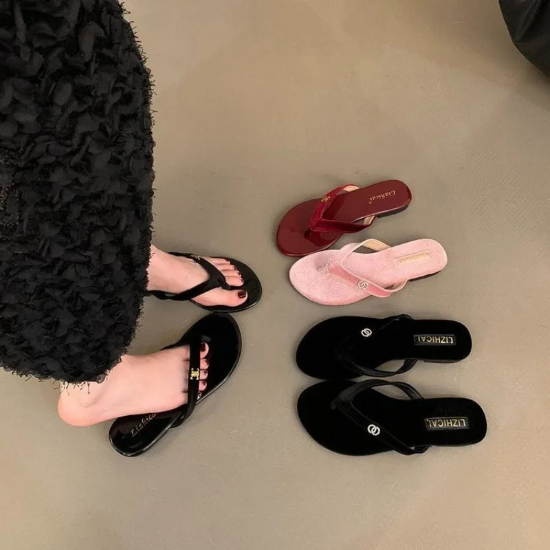 

New Fashion Solid Color Casual Slippers Summer Comfortable Silver Gold Women's Shoes Beach Home Flat Simple Women's Slippers