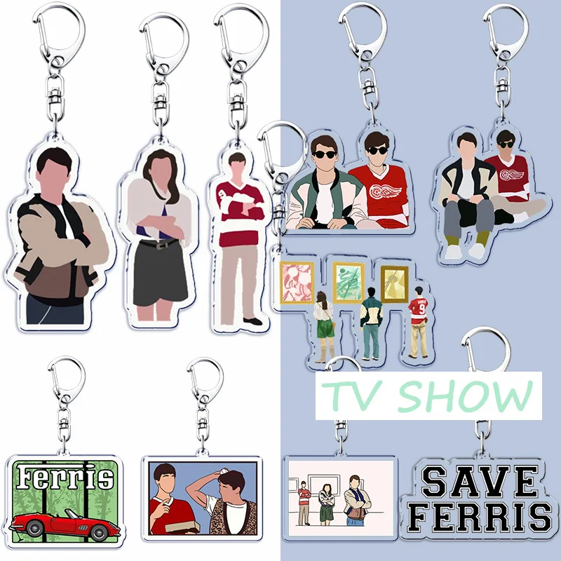 Classic 80s Movie Keychain for Accessories Bag Retro Save Key Chain Keyring Jewelry for Women Fans Gift