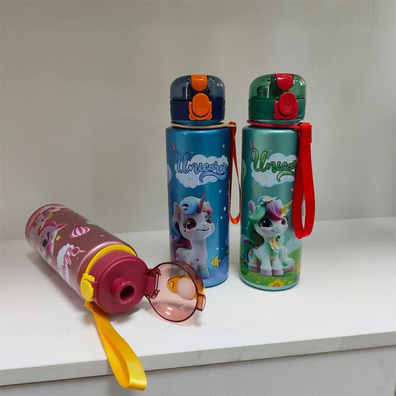 700ml Cute & Durable Space Cup BPA-Free Cute Unicorn Water Bottle Portable Water Bottle Flip cup with handle