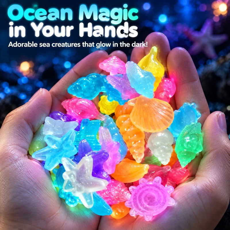 50-100PCSFluorescent marine life, glowing sea shells, starfish, aquarium landscaping stones, small ocean stones, aquarium substr