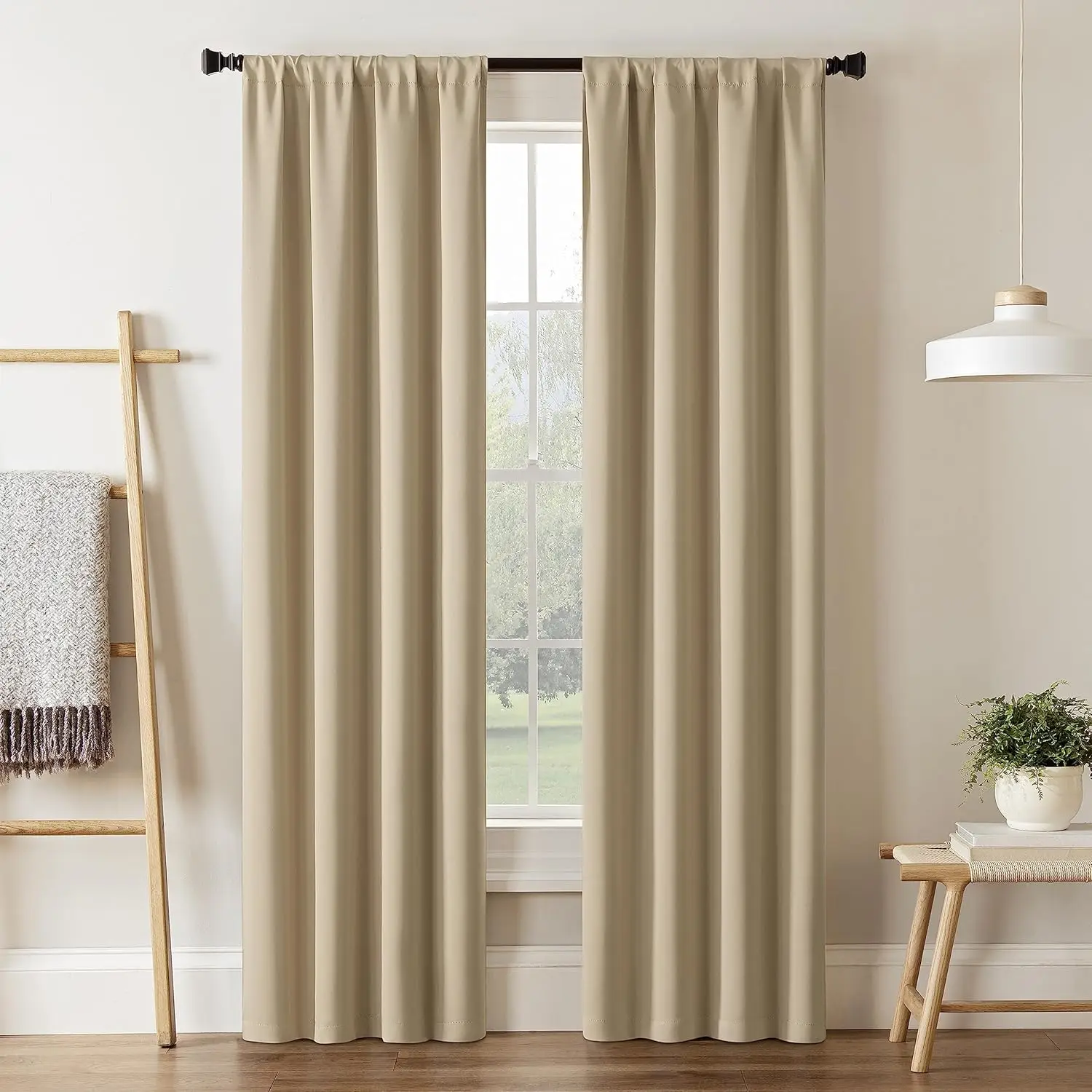 

Darrell Modern Blackout Thermal Rod Pocket Window Curtains for Bedroom or Living Room (Single Panel), 37 in x 95 in, Whe