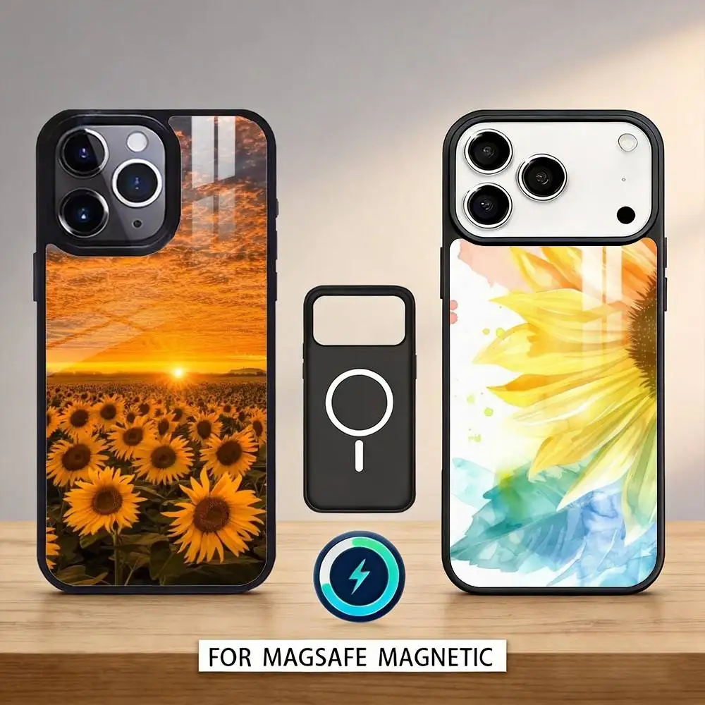 

S-Sunflowers P-Printed Phone Case For iPhone17,16,15,14,13,12,Pro,Max,Magnetic For Magsafe Wireless Charging