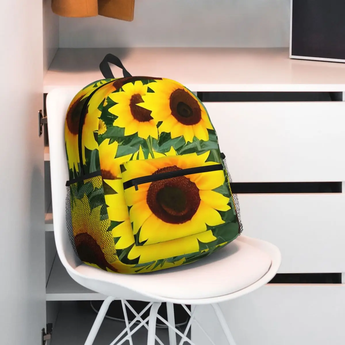 Sunny Bright Yellow Sunflowers Backpack Daypack Large Capacity Children BookBag School Bag Shoulder Bags for Men Women