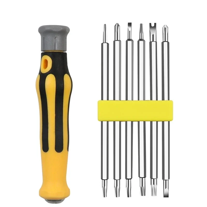 

6-in-1 Safety Tamper-Proof Magnetic Screwdriver Bit Hex Torx Screwdriver Head Flat Hand Tool Screwdriver Set