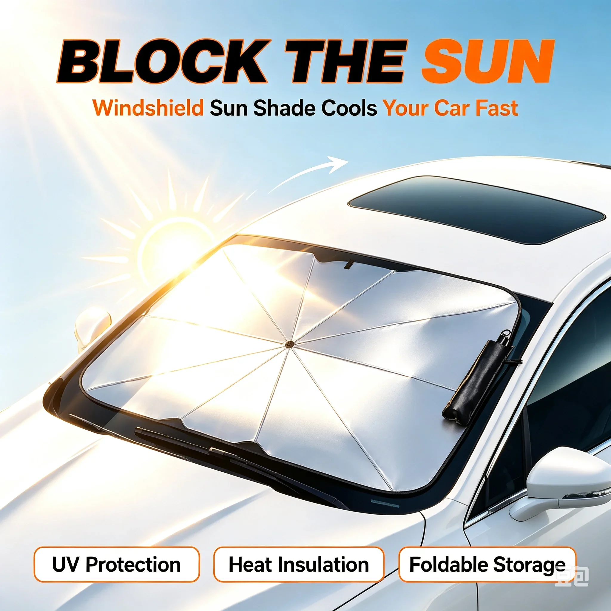 Foldable Car Sun Umbrella Shade Protector Summer Hot-selling Cars Windshield UV Protection SunShade Auto Accessories