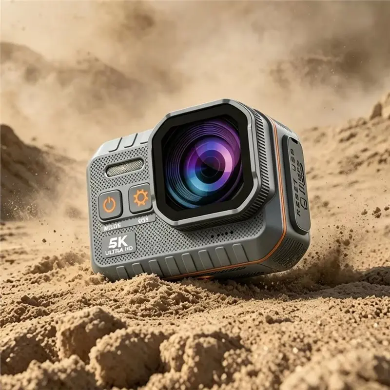 DTB7 Outdoor Sports Waterproof Action Camera 5K UHD Mini 30FPS 170° Wide Angle WiFi Camcorder with LED Screen, Remote Control &