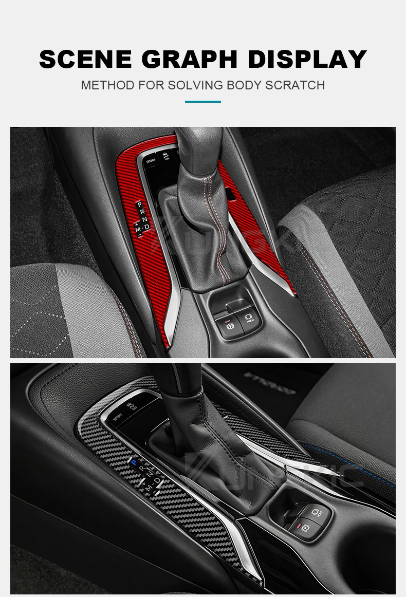Echter, weicher Carbonfaser-Aufkleber für Toyota Corolla 2019 2020 2021 2022 2023 2024, RHD LHD, Mittelkonsole, Schalthebel-Zubehör – Detail 7