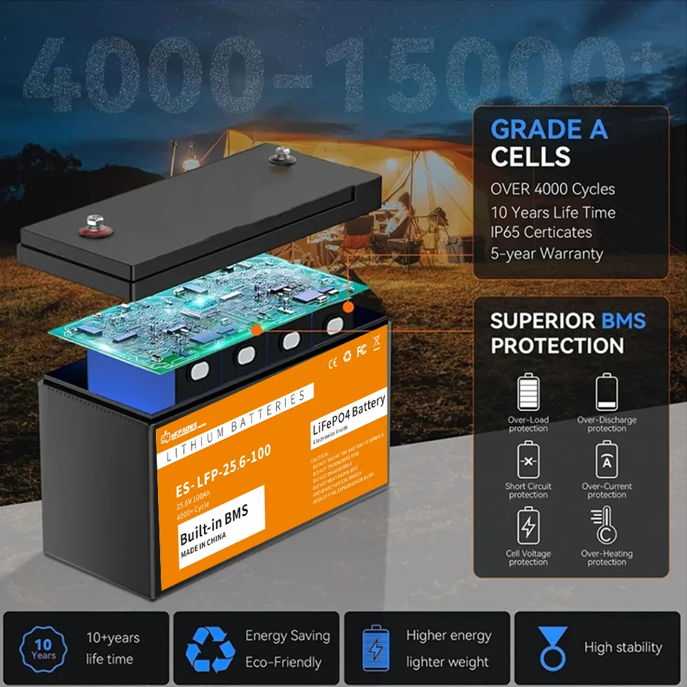 

12V 600AH 500AH 300AH 200AH 100Ah LiFePo4 Battery Built-in BMS Lithium Iron Phosphate Cells Pack 5000 Cycles For Golf Cart Solar