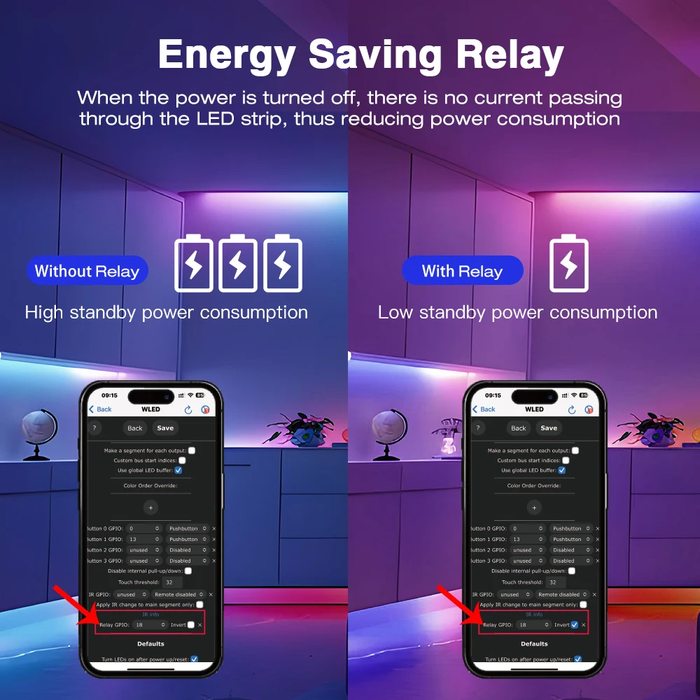 Elite ESP32 WLED Controller Wired Ethernet Sound Reactive Energy Save Relay 20A Fuse Dynamic WS2811 WS2812 SK6812 RGBIC Strip