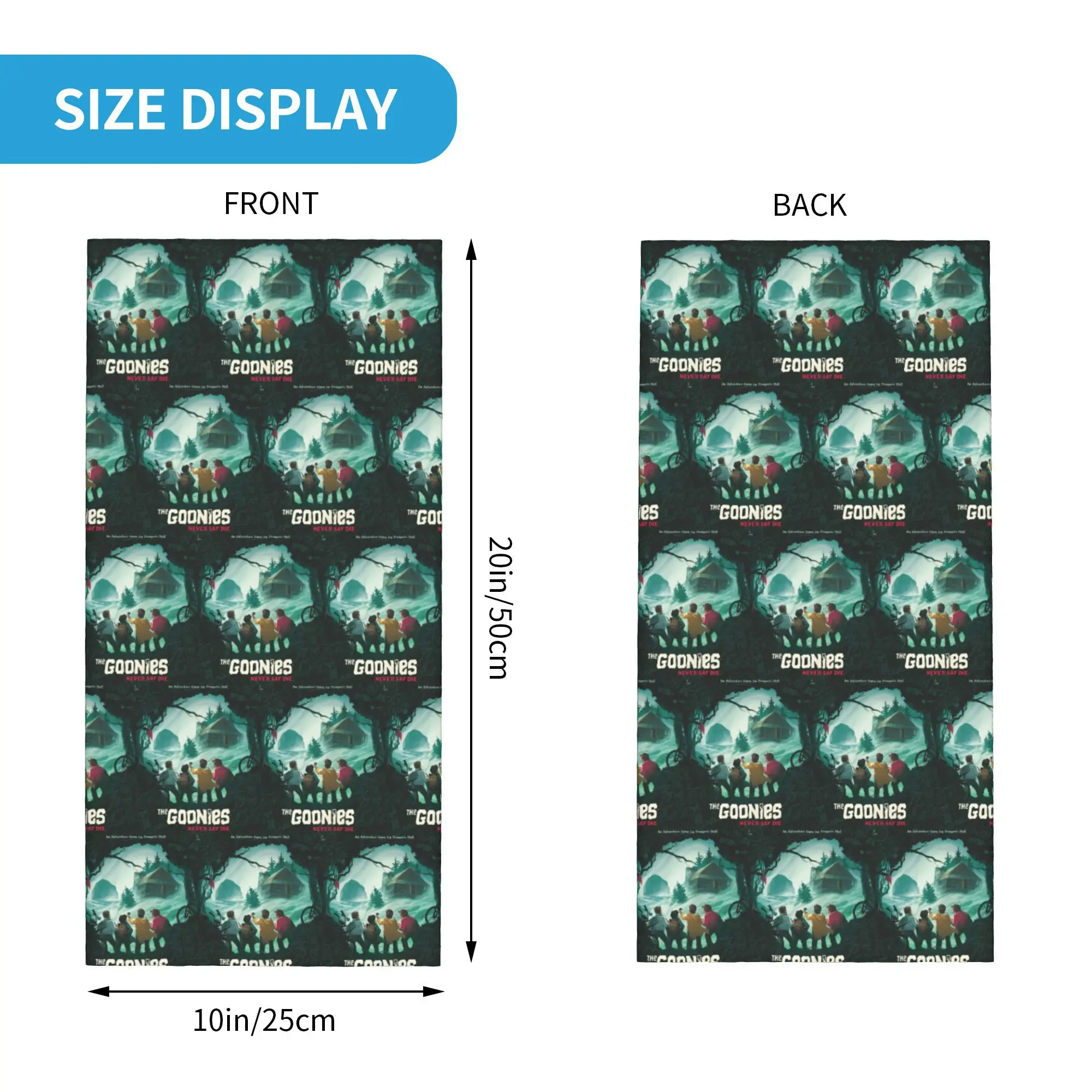 Goonies Never Say Die! Distressed Design Bandana Neck Cover Mask Scarf Warm Cycling Scarf Hiking Fishing Unisex Adult Washable