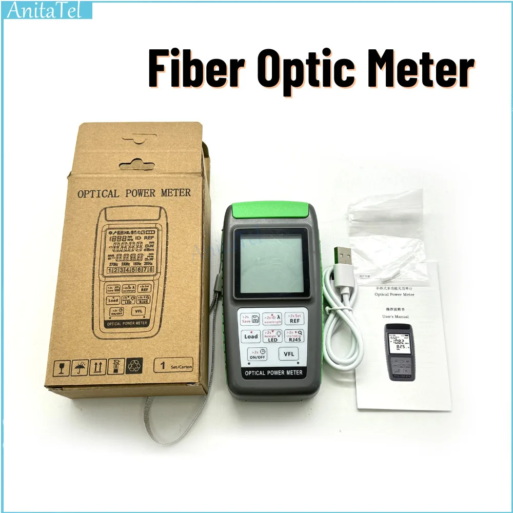 

Ftth Fiber Optical Power With Green Light VFL RJ45 Testing Lithium Battery1500mah Opticalpower Meter Visual Fault Locator