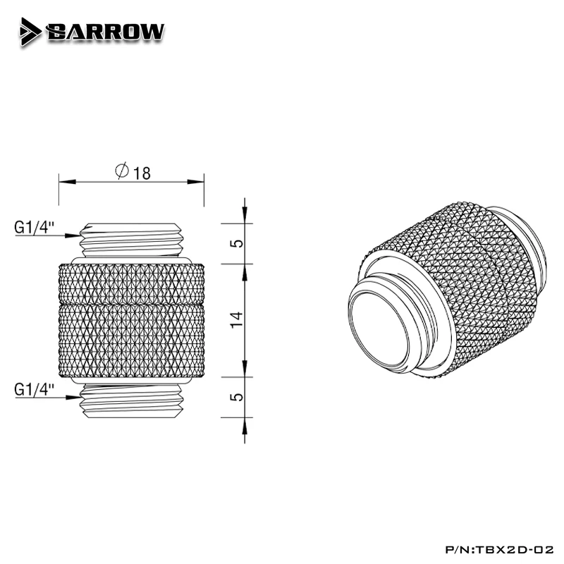 Barrow TBX2D-02, Adapter Extender Fitting Rotary 360° Male To Male Rotatable Pump to Reservoir Fitting Connector, 3 Colors