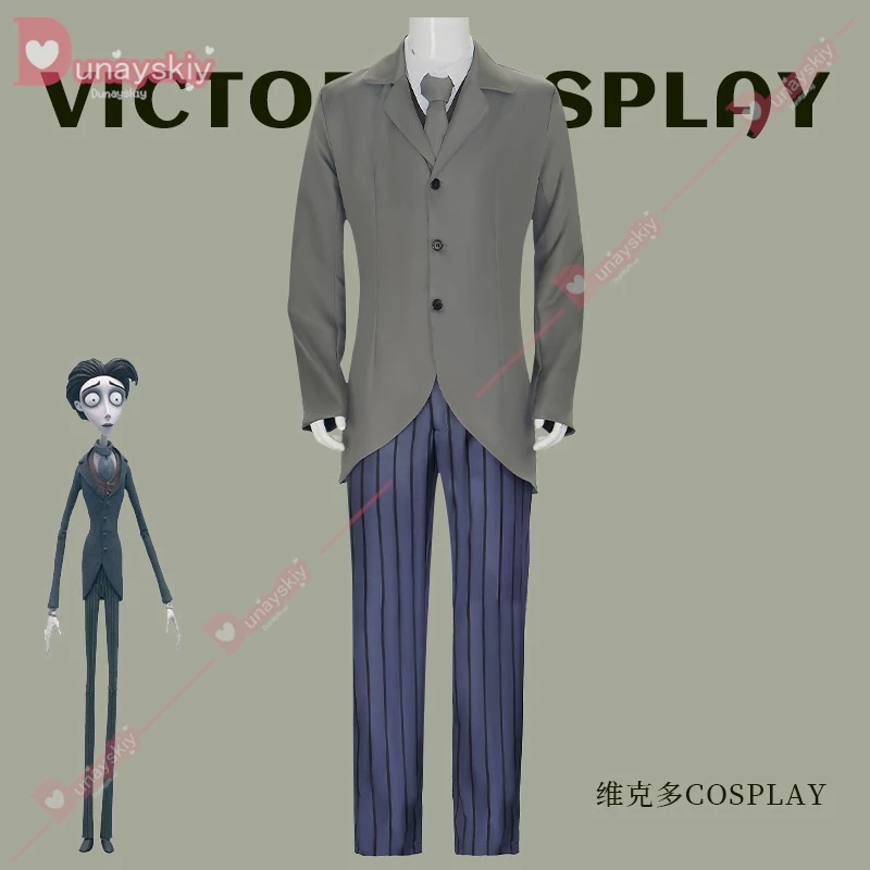 Victor Van Dort Cosplay Anime Corpse Bride Costume Uniform Coat Vest Pants Suits Halloween Carnival Party Outfit for Men