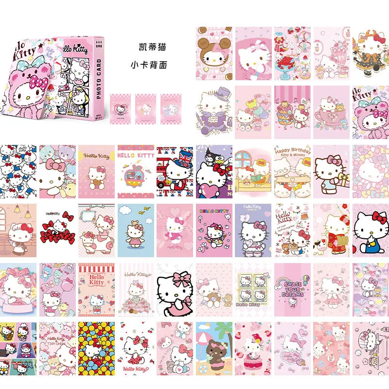 Cartão Sanrio Anime japonês para Crianças, Cartão Dos Desenhos Animados, Laser Photo Card, Kuromi Melody Cinnamoroll Pachacco, Decoração Do Quarto, Presente, 50Pcs