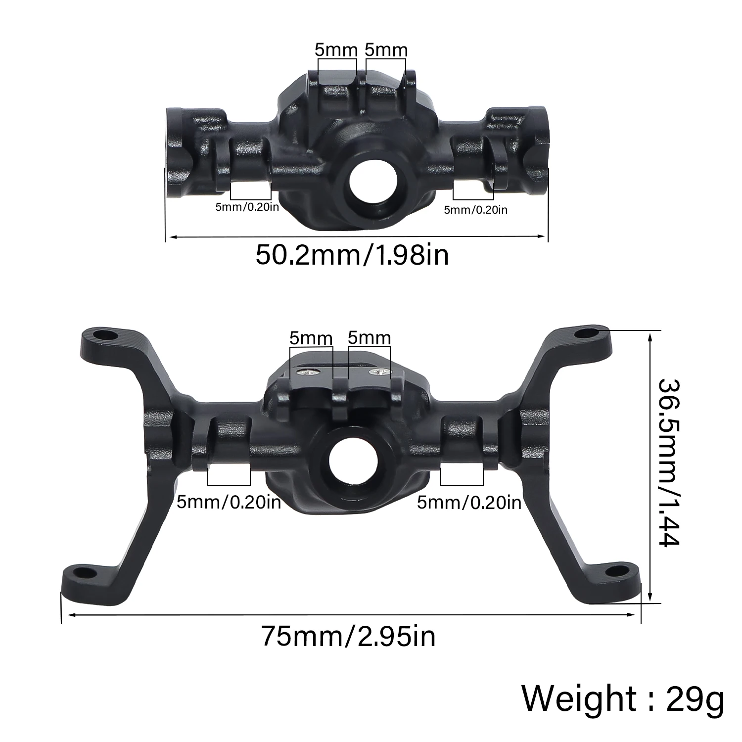 Conjunto de carcaça de eixo portal dianteiro e traseiro de alumínio CNC para 1/18 RC Crawler RedCat Ascent-18 Ascent18 Peça de atualização de metal