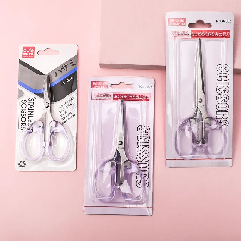 Transparent Handle Stationery Scissors Pink Office Accessories Home Furnishing Soft Decor Journal Cutting Tools Office Supplies